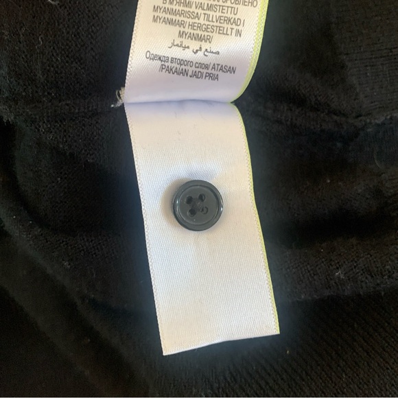 M&S Navy Blue Merino Wool Extra Fine Knit Long Sleeve Polo Shirt Sweater Size M - Picture 7 of 9